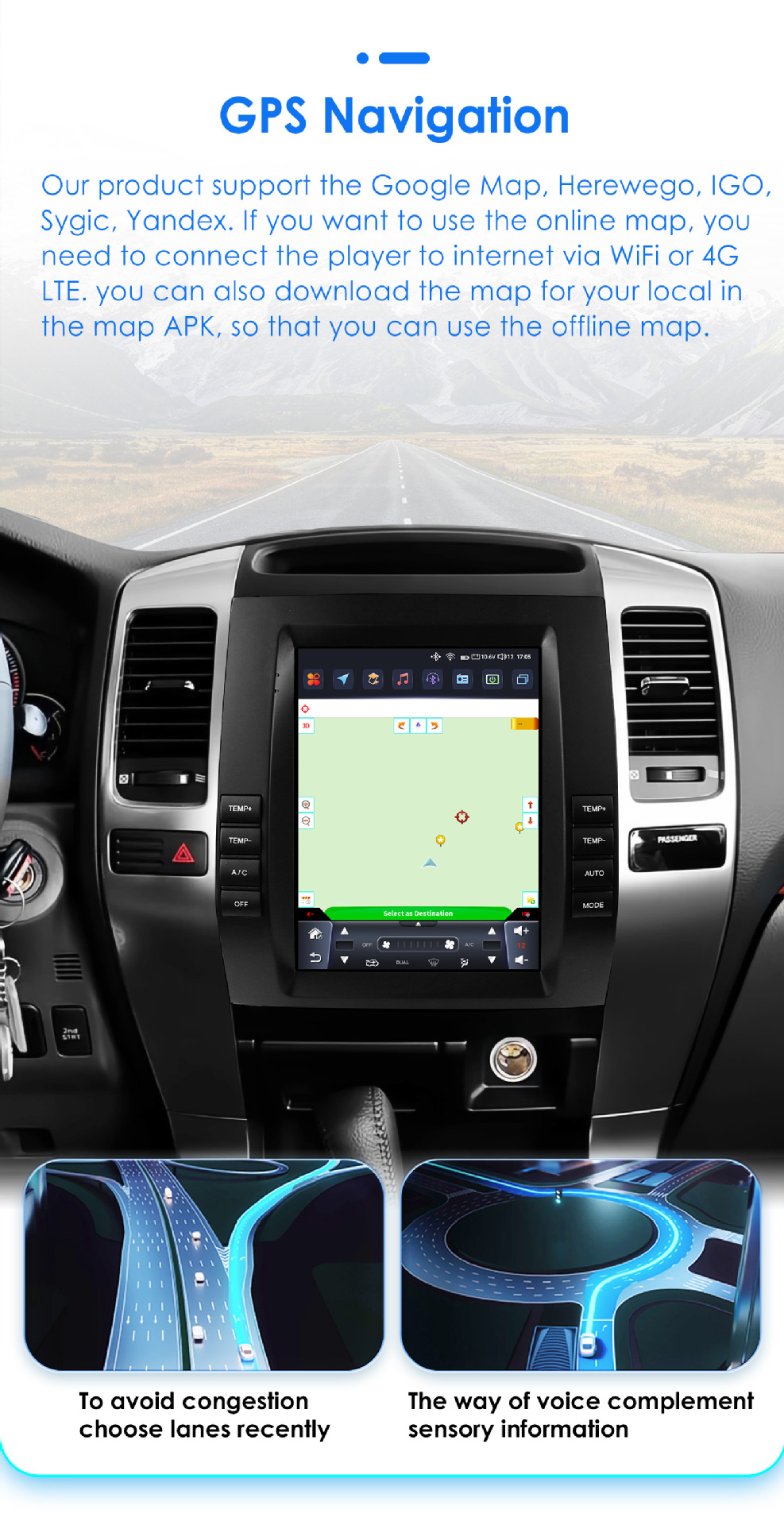 Suitable for 02-09 Toyota Prado/ Lexus Gx470 Vertical Screen Android Smart Car Navigation Gps