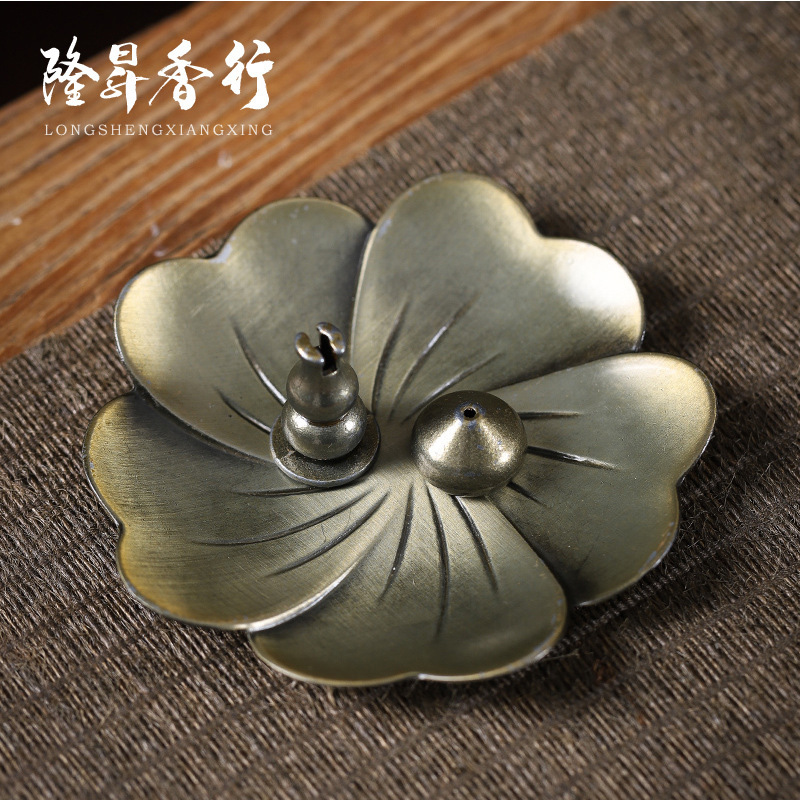 莲花香插 珐琅彩莲花香炉线香插小莲花三宝香座葫芦插批发|undefined