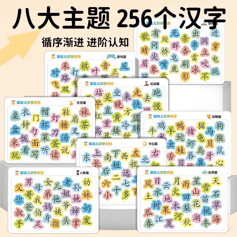宝宝识字拼图幼儿园2到3-6岁卡片学前专注力早教平图儿童益智玩具|undefined