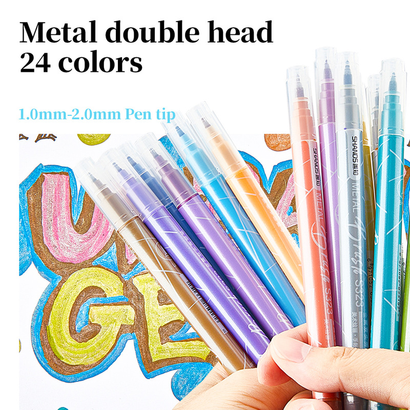 金银色签名秀丽笔Brush软头DIY相册手账绘画24色珠光油漆笔跨境|undefined