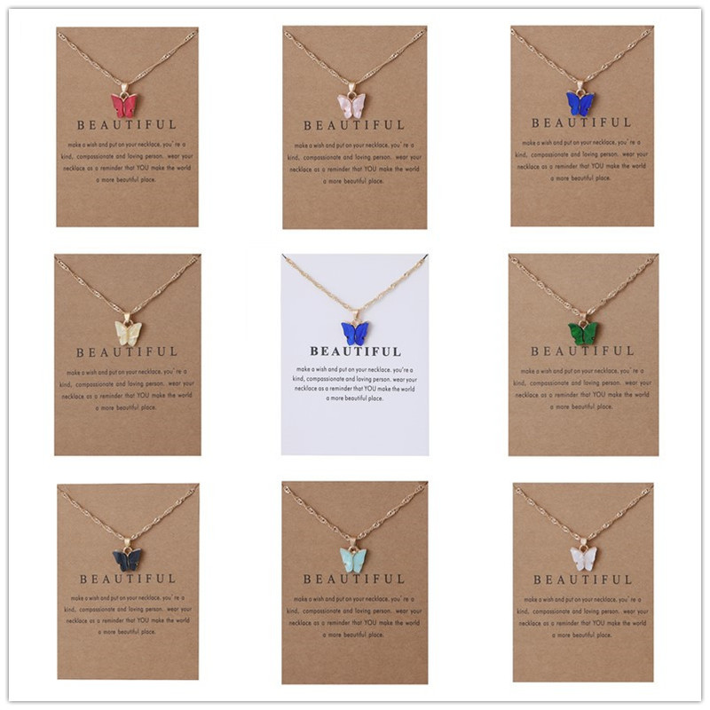 Cross-border new acrylic butterfly pendant necklace clavicle chain jewelry wholesale