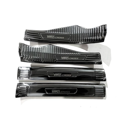 Suitable for 24 Toyota Dekorativ pedal başlıqları - 4-pieces-stainless-steel-black-titanium-brushed-interior-door-sill-protectors-for-cars-suitable-for-2024-yaris-cross-yaris-cross