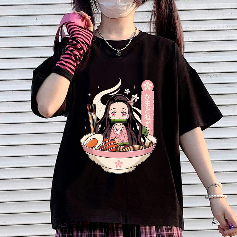 Combed Pure Cotton Japanese Anime Devil Killer Print T-shirt Summer Fashion Exquisite Top Hot-blooded Teenager