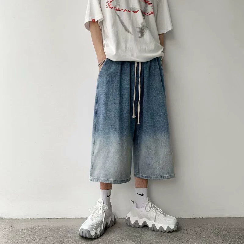 Tide, denim trousers, gradient, loose straight fit, oversize