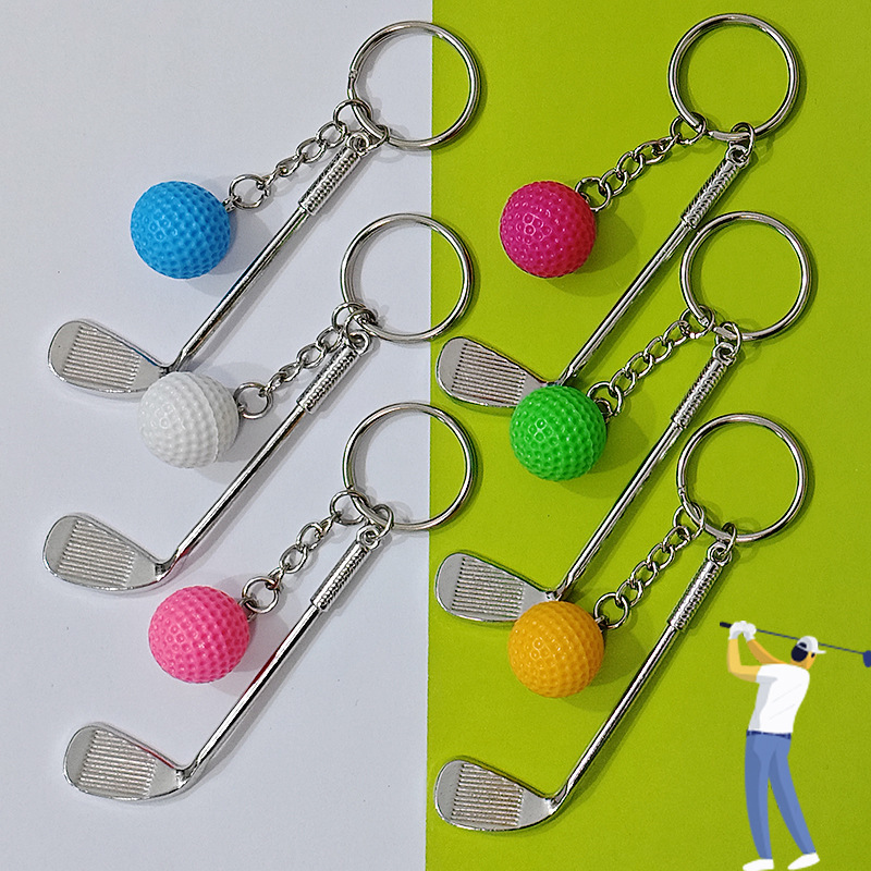 Year of the Horse Creative Golf Ball Pendant Metal Keychain Chain Ring Gift Accessory Small Item Yiwu Small Commodity