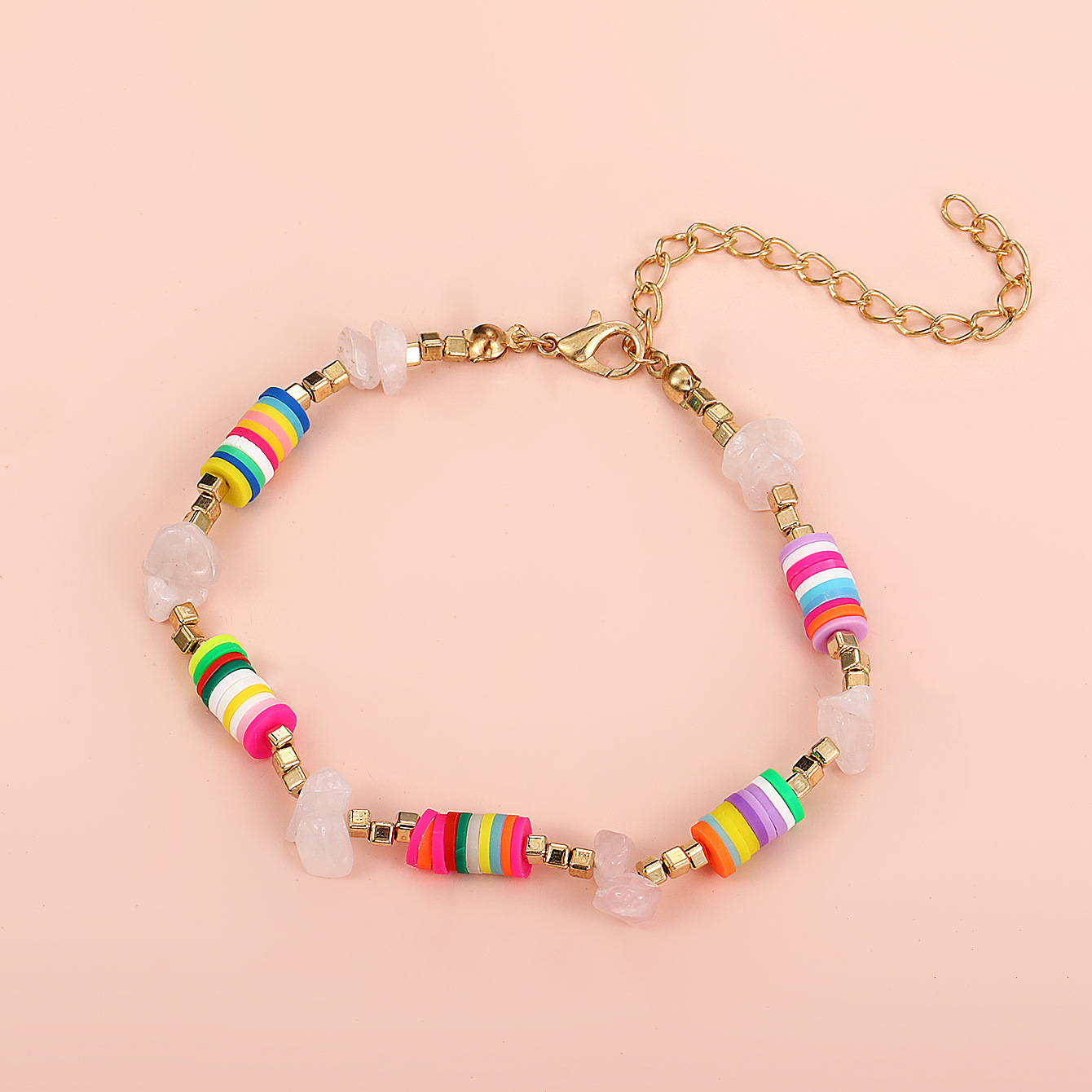 Bohemian Stone Necklace Fashionable and Personalized Colored Soft Clay Bracelet Ethnic Style Beaded Handicraft Set_voghion.com