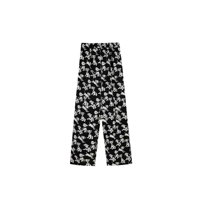 Pantalones de estilo carkala impresos pantalones de pierna ancha de verano para mujer versátil cintura alta adelgazante drapeado Pantalones rectos de moda casual
