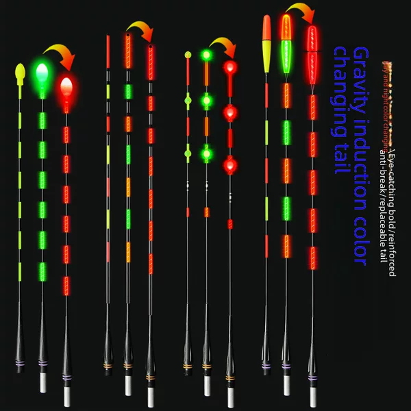 Gravity induction electronic floating tail day and night dual-use bold tail luminous floating tail electronic bite hook color changing luminous tail