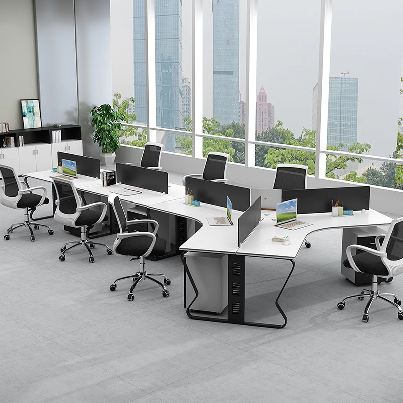 Combinación de escritorio y silla de oficina para el personal, simple y moderno, soporte para tarjeta de partición de pantalla de cuatro posiciones, espacio para empleados, fabricante de escritorios para computadora