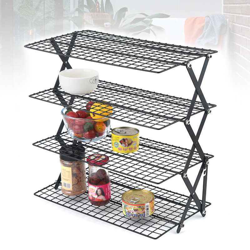 Outdoor camping dining rack, iron storage rack, portable storage rack, picnic rack, foldable table