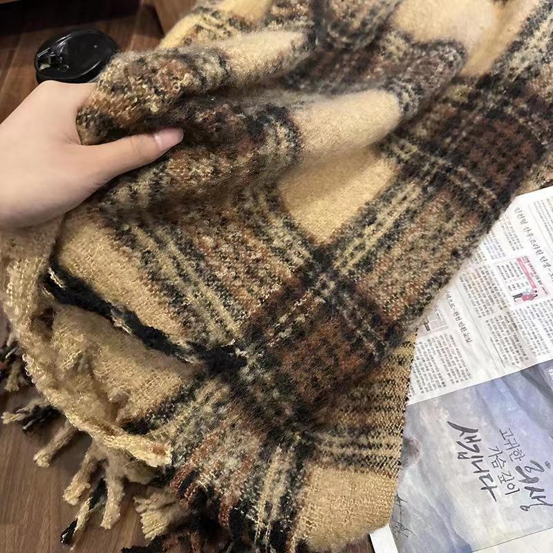 Melads neue Atmosphäre kariert ist vielseitig Frauen, mit einem Studentenschal mit vergrößerten Quasten und extra dick_voghion.com