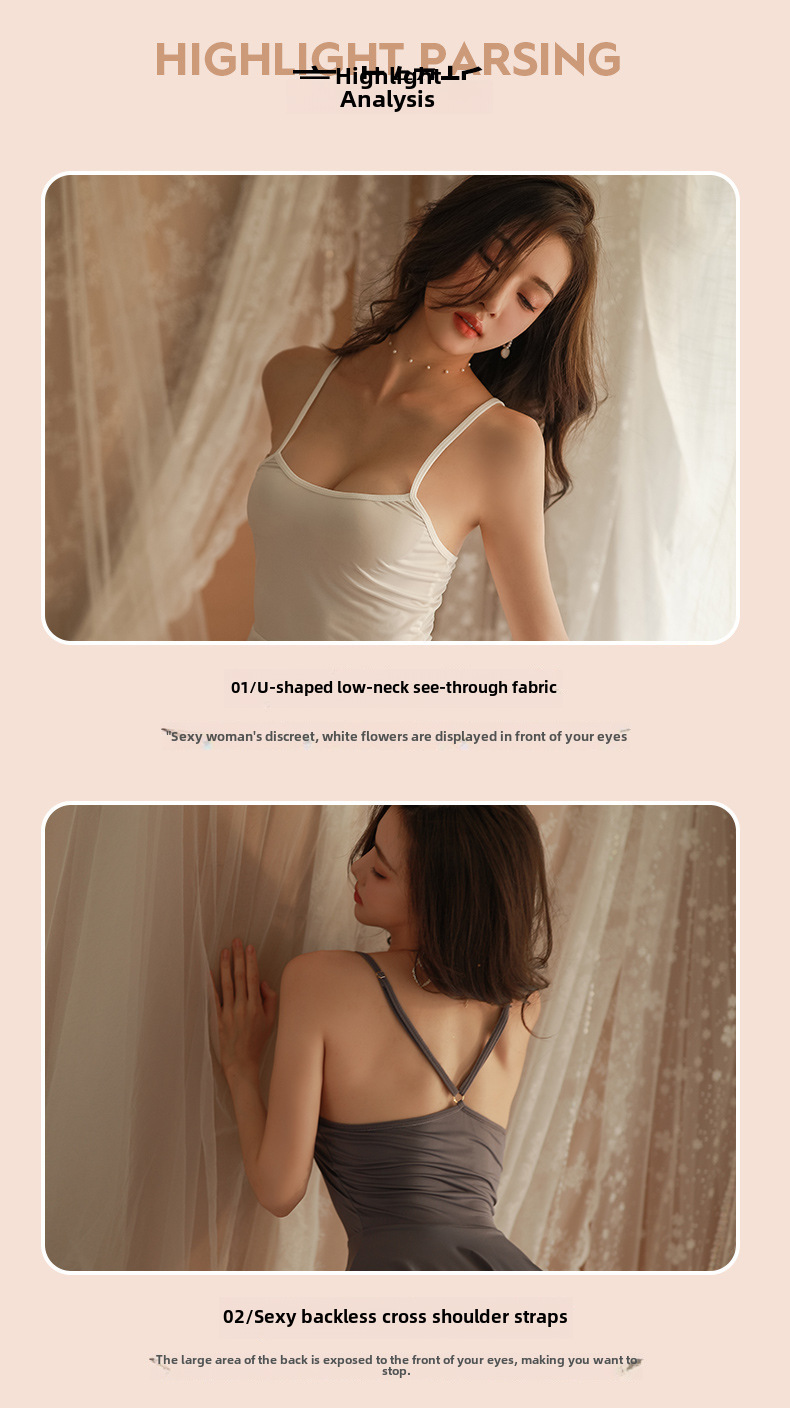 Sex Pajamas Pure Desire Sexy Perspective Sex Nightgown Cute Little Woman Backless Temptation Uniform Set_voghion.com