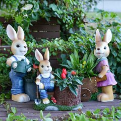 創意動物カップルウサギの植木鉢工芸品置物屋外庭園花園テラスバルコニー幼稚園装飾