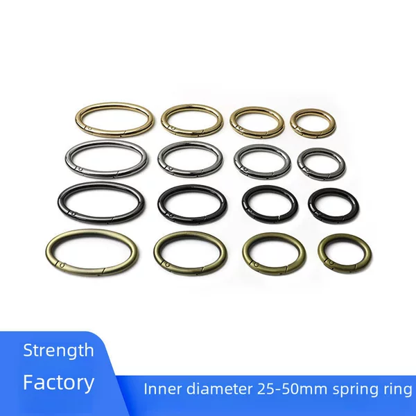 Spot metal oval spring buckle zinc alloy Press split ring egg shaped buckle bag decorative denier spring ring