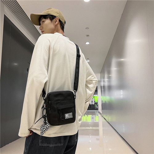 Street trend couple small shoulder bag female ins Korean style fashion casual canvas bag men's street mobile phone shoulder bag