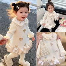 拜年服女童公主裙冬装女宝宝周岁生日礼服洋气儿童背心裙过年衣服