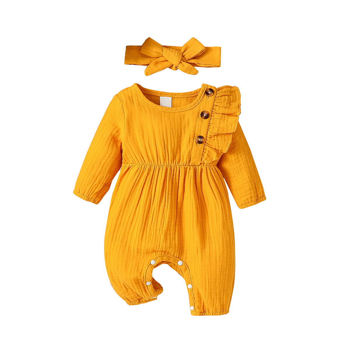 Cute Solid Color Bow Knot Cotton Baby Rompers display picture 1