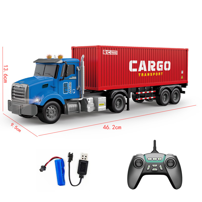 Transfronterizo eléctrico remoto contenedor remolque con iluminación y música transporte de doble capa contenedor simulado juguetes para niños