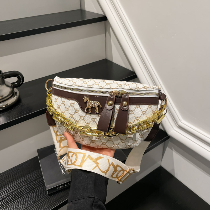 2025 otoño nuevo bolso de impresión de mujer bolso de pecho retro europeo y americano bolso de hombro de mujer bolso de cintura casual de moda bolso de mochila