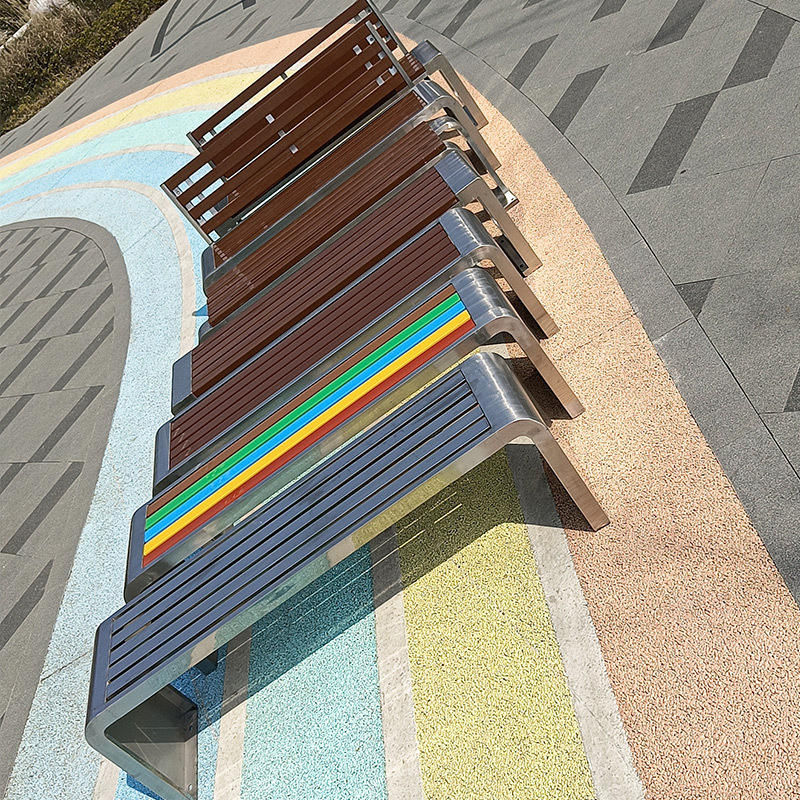 Banco de parque para exteriores, doble asiento de acero inoxidable, ideal para estaciones de autobús, plazas y patios de ocio image 5