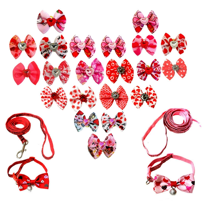 День Святого Валентина ошейник для домашних животных праздничный кошка собака галстук-бабочка поводок головные уборы для домашних животных забавные товары для вечеринок для домашних животных
