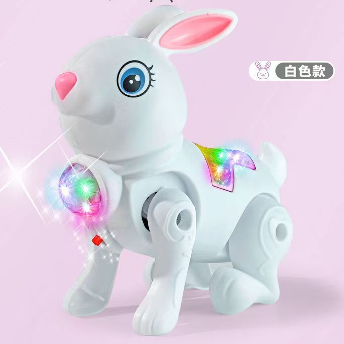 电动牵绳兔子2023兔年发光音乐纤绳萝卜跳跳兔投影地摊玩具批发|undefined