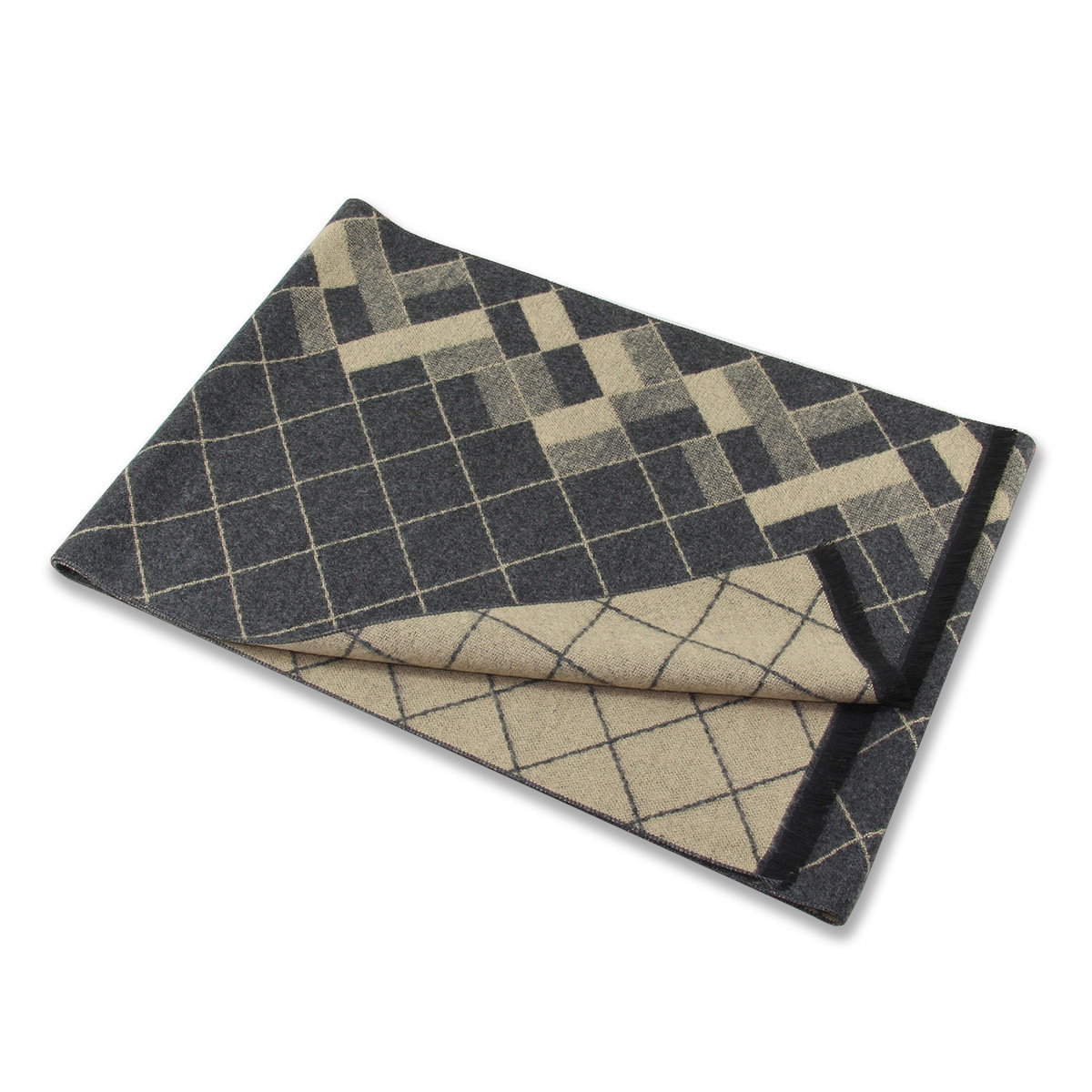 Wool Blend Scarf For Men Thick Jacquard Winter Warm Accessory_voghion.com