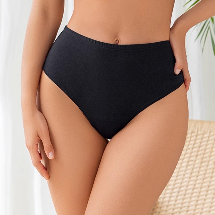 European and American Women's Cotton Thong Belly-lifting Hip Waist Briefs Comfortable Breathable plus size Mid-waist Fitness T-shaped Briefs