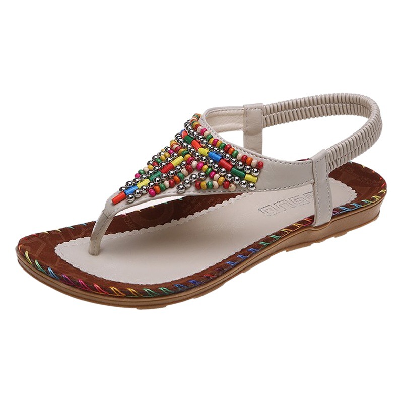 Sandalias romanas estilo de hadas de verano para mujer estudiante plano dedo del pie cómodo clip rhinestone chanclas tamaño extra grande 42 tamaño 43