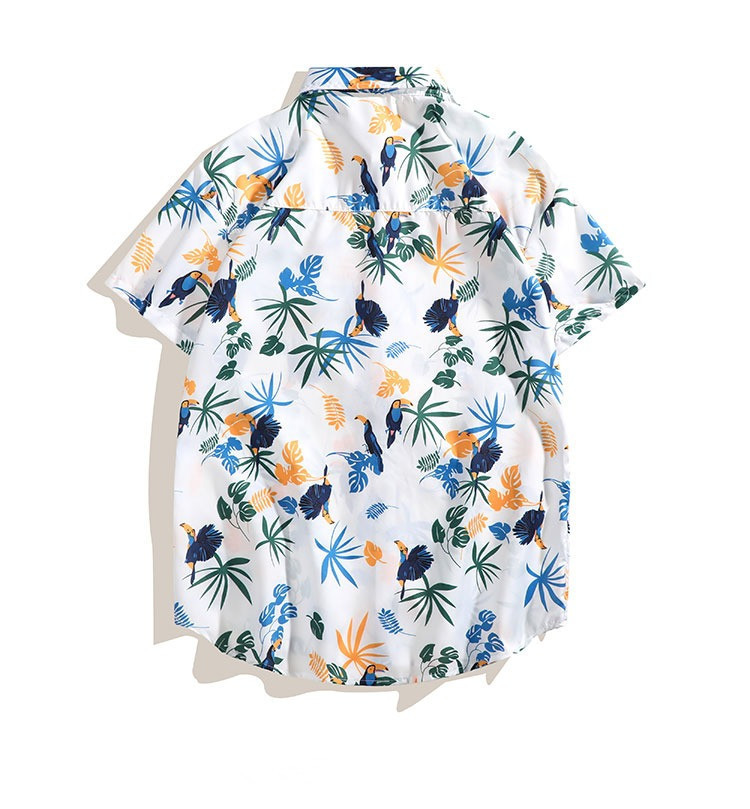 Men's Hawaiian Print Shirt And Shorts Set, Lightweight Breathable Linen Blend Beach Vacation Outfit, Casual Short Sleeve Button Down Shirt_viptrois.com