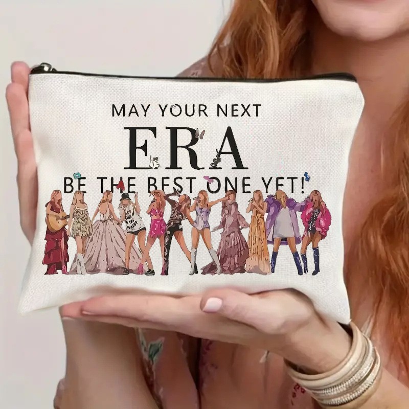 Bolsa de Cosméticos Impermeable de Lino con Estampado Doble Cara de Taylor Swift, Venta Directa de Fábrica, Éxito de Ventas en Amazon Internacional