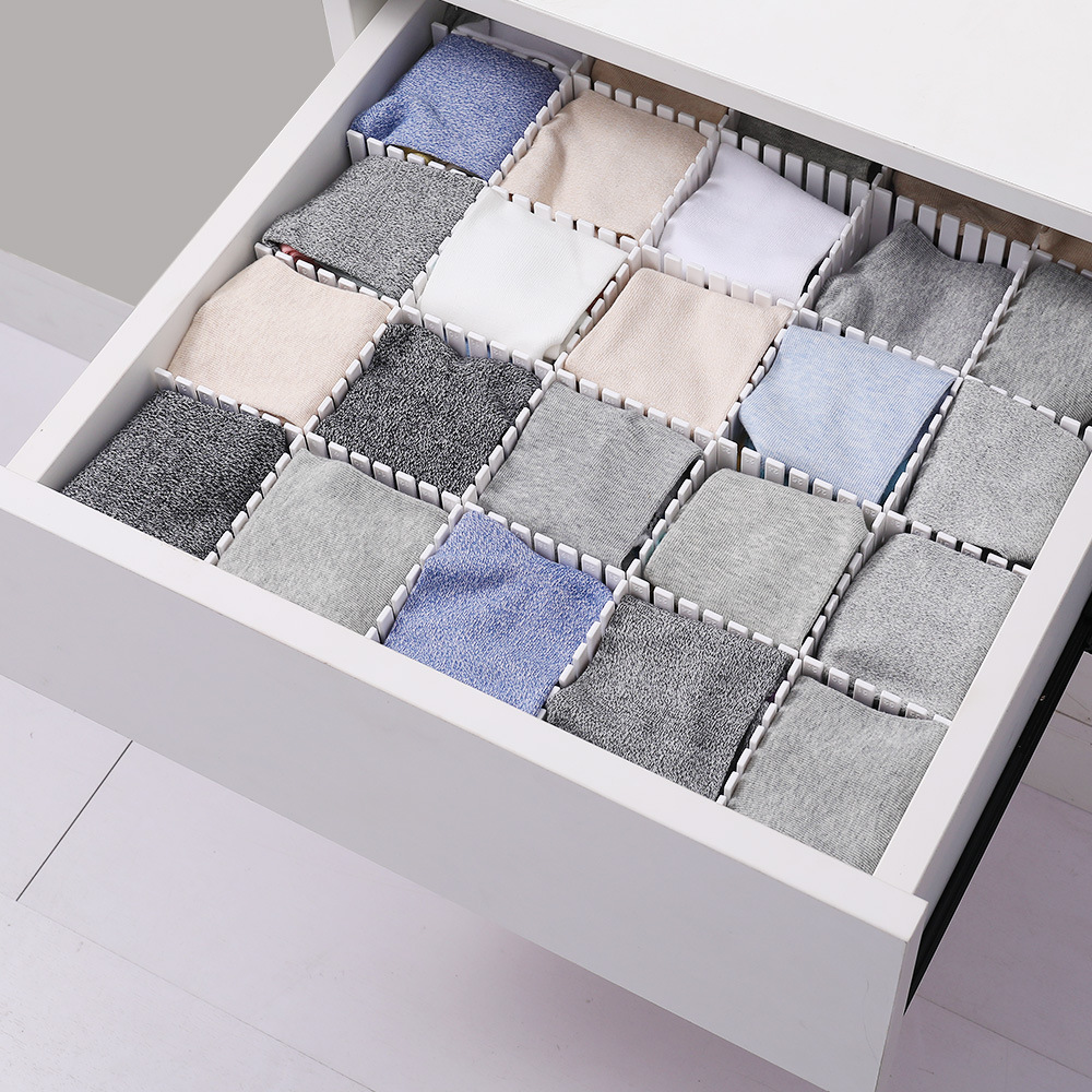 Divisori per cassetti con scomparti, combinazione gratuita, separatori per riporre calze e biancheria intima, 4 pezzi_voghion.com