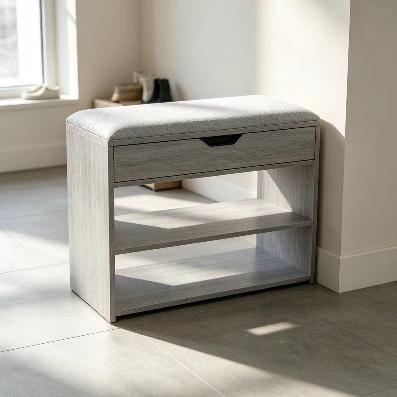 Taburete de cambio de zapatos portable para asiento integrado taburete de almacenamiento taburete de madera maciza taburete de asiento de gabinete de zapatos