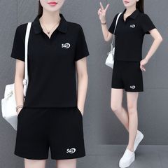 运动服休闲夏款套装2025年新款时尚网红洋气质大码女装短裤两件套