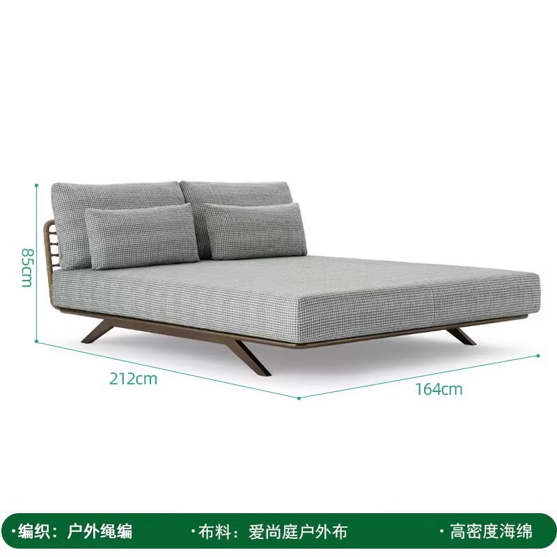 Sofá nórdico al aire libre, mesa de centro, patio al aire libre, jardín, impermeable, protector solar, cama de ratán, villa, muebles de ocio al aire libre