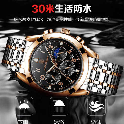 Swiss Brand Multifunctional Men's Watch Waterproof Luminous Quartz Watch Live Dropshipping on AliExpress