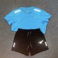 Reflective Hook Short Sleeve+Shorts Light Blue Set