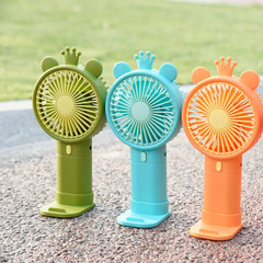 933-131 Cartoon Crown Bear Handheld Charging Fan with Mobile Phone Holder USB Portable Pocket Fan Souvenir