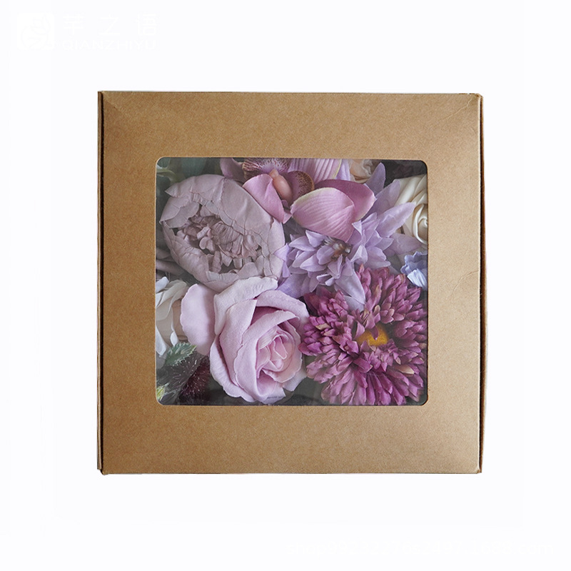 亚马逊热销紫色绢布仿真礼盒花婚礼庆典用品新娘伴娘手捧仪式浪漫