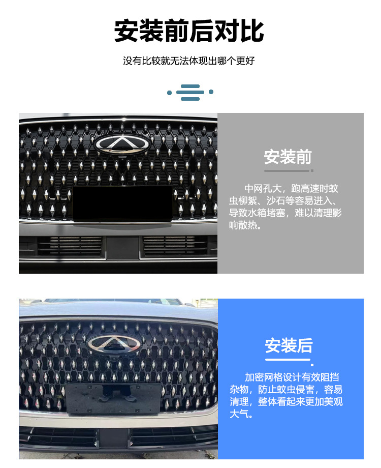 Suitable for Tiggo 8L Insect-Proof Net Water Tank Grids Grille Car Modification Decorative Accessories