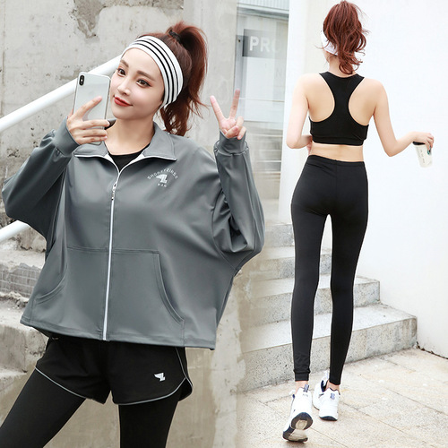 Platform Sportswear Set for Women Loose Fat Girl Hide Excess Meat Slimming Quick Dry Running Fitness Wear 