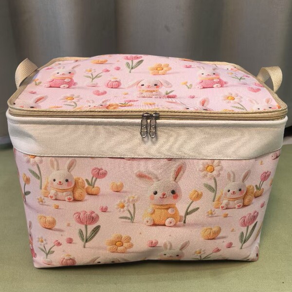 Clothing trunk double zipper with steel ring thickened canvas…