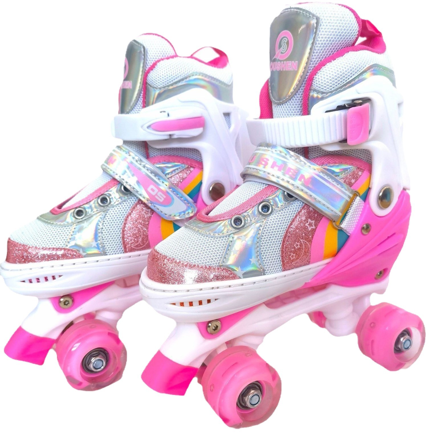 Verstellbare Doppelreihen-Rollschuhe, vierrädrige Inlineskates für Eisbahnen, für Jungen, Mädchen und Grundschüler_voghion.com