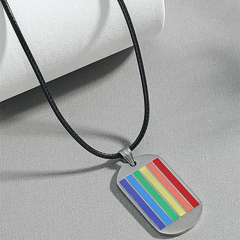 Großhandel Schmuck Mode Sechs-farben-regenbogen-anhänger-edelstahl-halskette Nihaojewelry display picture 2