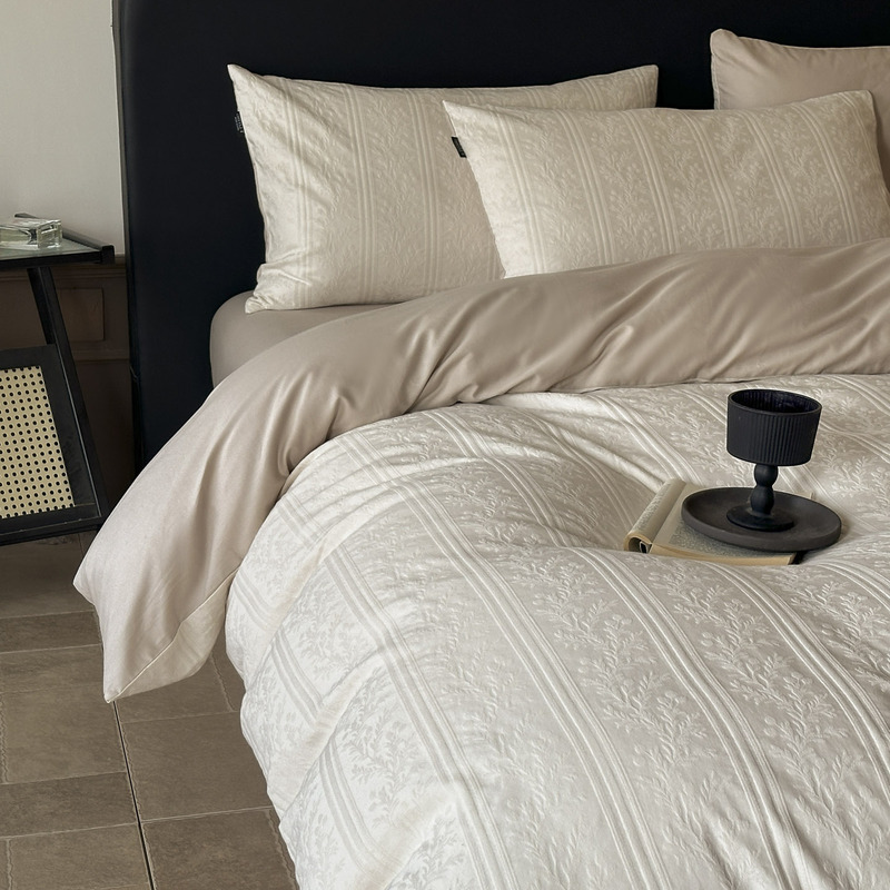 Factory Direct Supply 100-Count Jacquard Cotton Four-Piece Set, Light Luxury High-End Pure Cotton Bed Sheet Three-Piece Set, Fitted Sheet, Duvet Cover