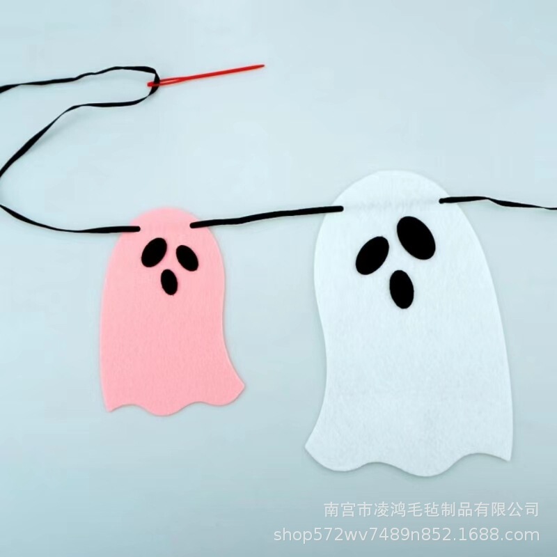 ハロウィーンフェルト幽霊拉旗ストラップパーティー装飾鬼節場配置背景拉旗道具装飾|undefined