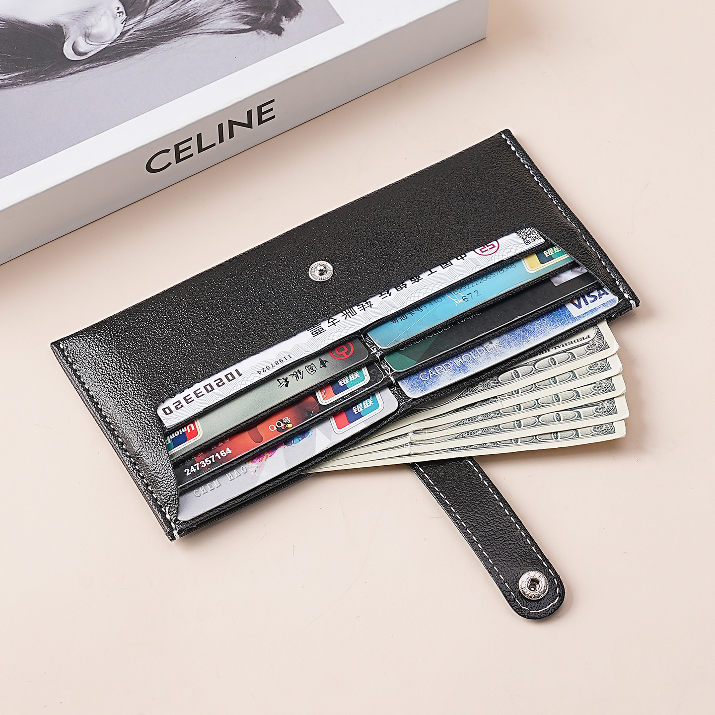 Transfronterizo para bolsas de tarjetas delgadas coreanas pequeñas y multifuncionales para hombres y mujeres exquisitos clipes de tarjetas de cuero PU cubierta de tarjetas mayorista