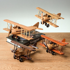 Retro wooden airplane ornaments creative home desktop airplane model decorative ornaments wooden cross-border crafts