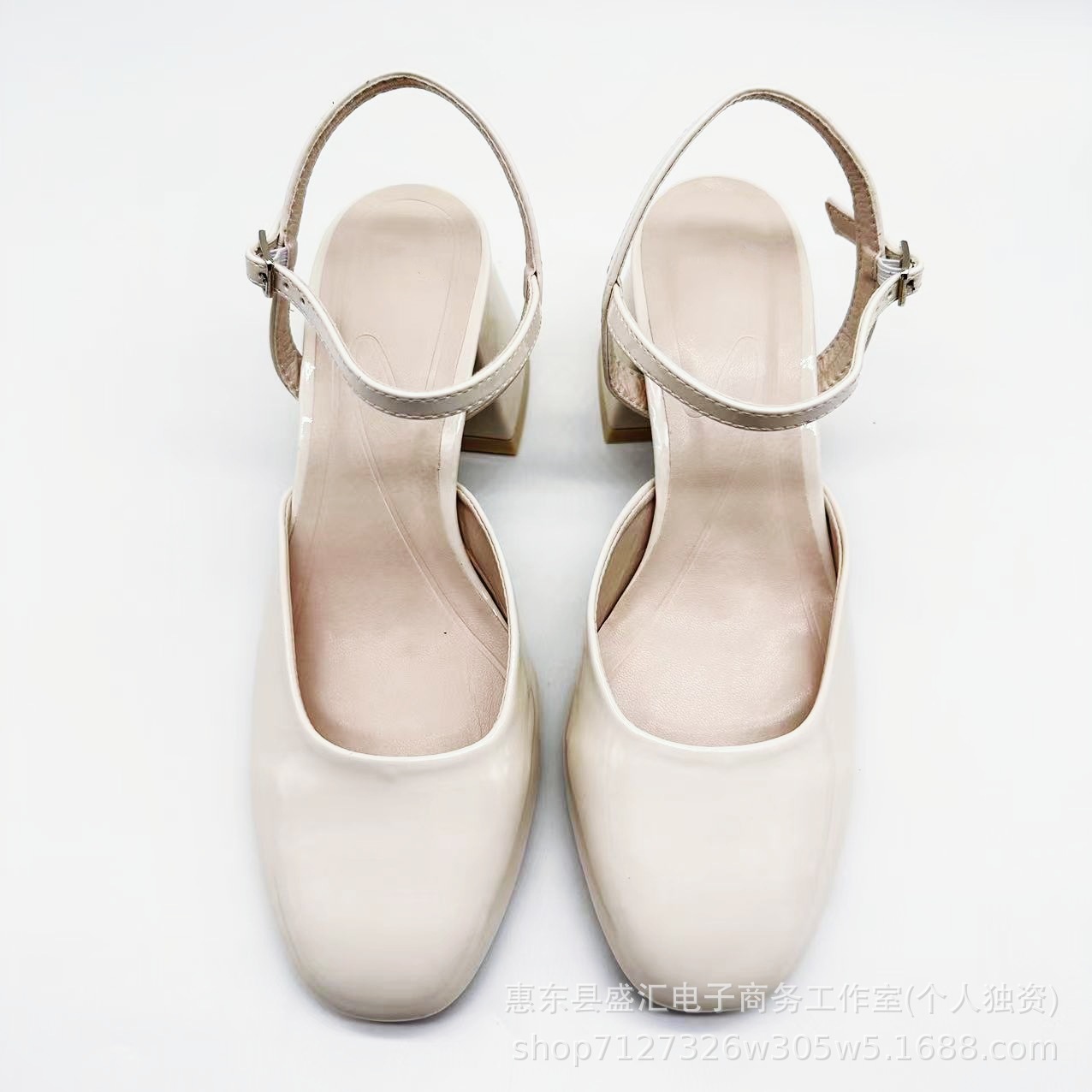 ZA2023 primavera y verano nuevos zapatos de mujer de Punta cerrada boca baja beige negro charol tacón grueso Mary Jane zapatos de ballet zapatos