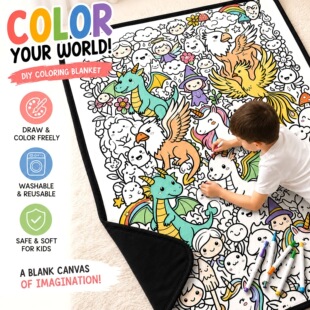 �羳���NDIY��ͯ�T�fë̺Coloring Blanket�H�ӻ����ɫ����̺��